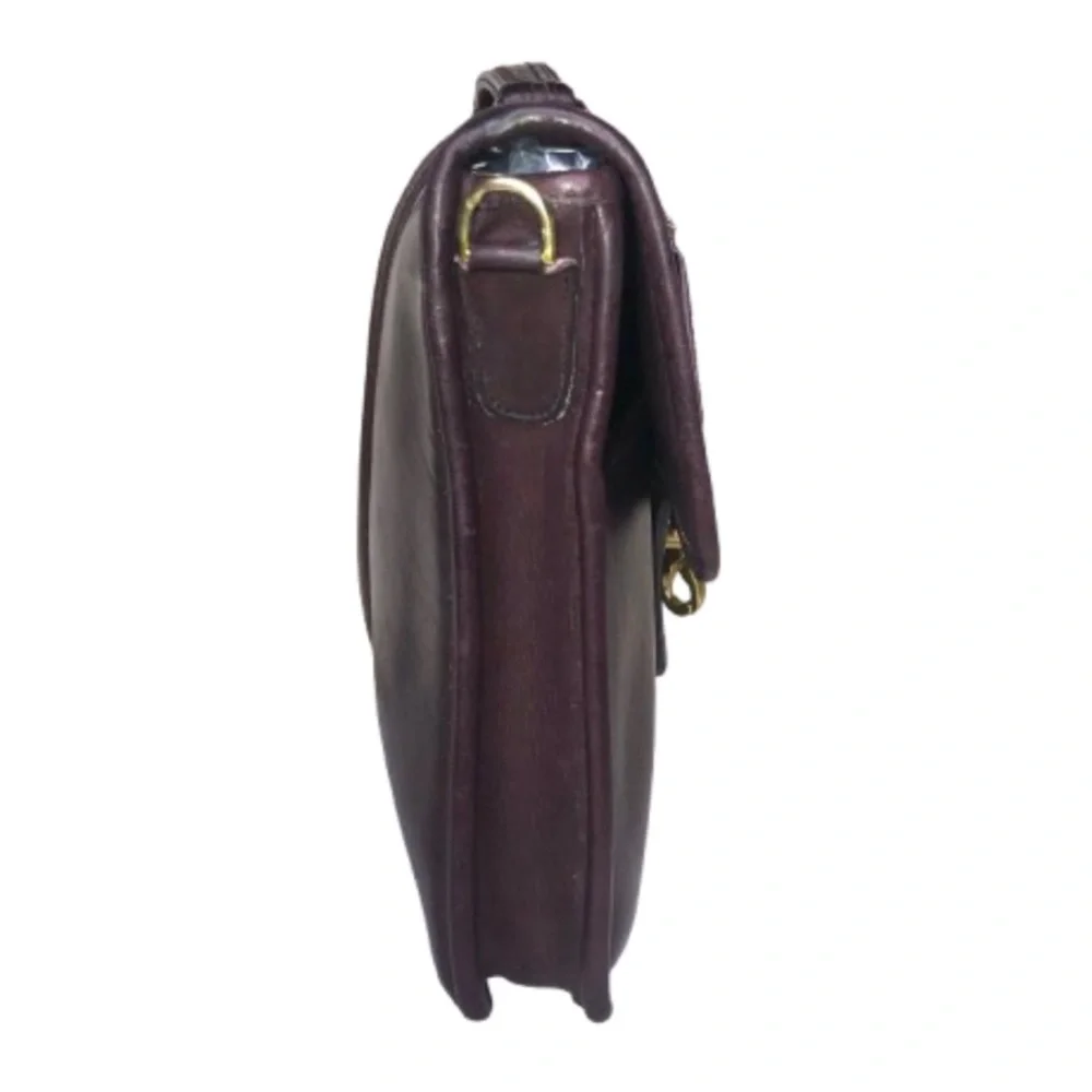 VINTAGE COACH Mahogany Leather Top Handle Turn Lock Unisex Shoulder Bag NYC COA - Picture 6 of 17